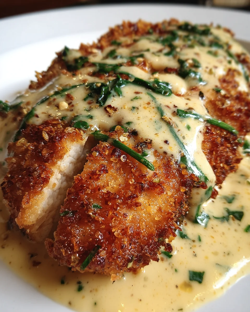 Crispy Parmesan Chicken with a Rich Garlic Sauce Crispy