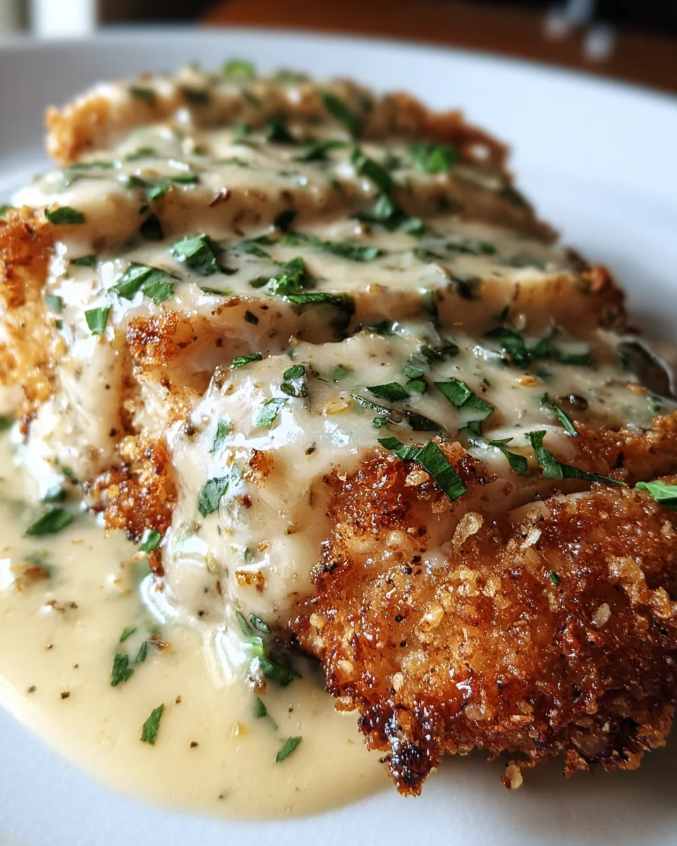 Crispy Parmesan Chicken with a Rich Garlic Sauce Crispy