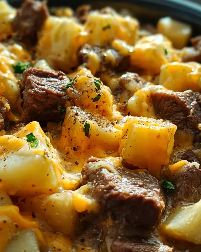 Crockpot Loaded Steak and Potato Bake Recipe