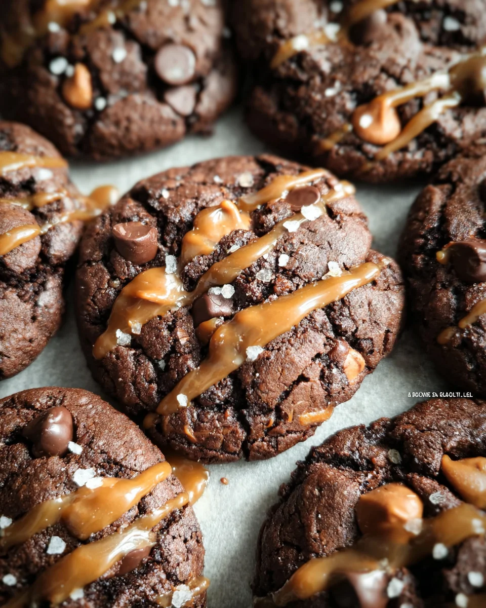 Double Chocolate Salted Caramel Cookies Double