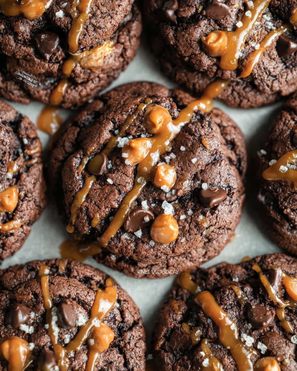 Double Chocolate Salted Caramel Cookies Double