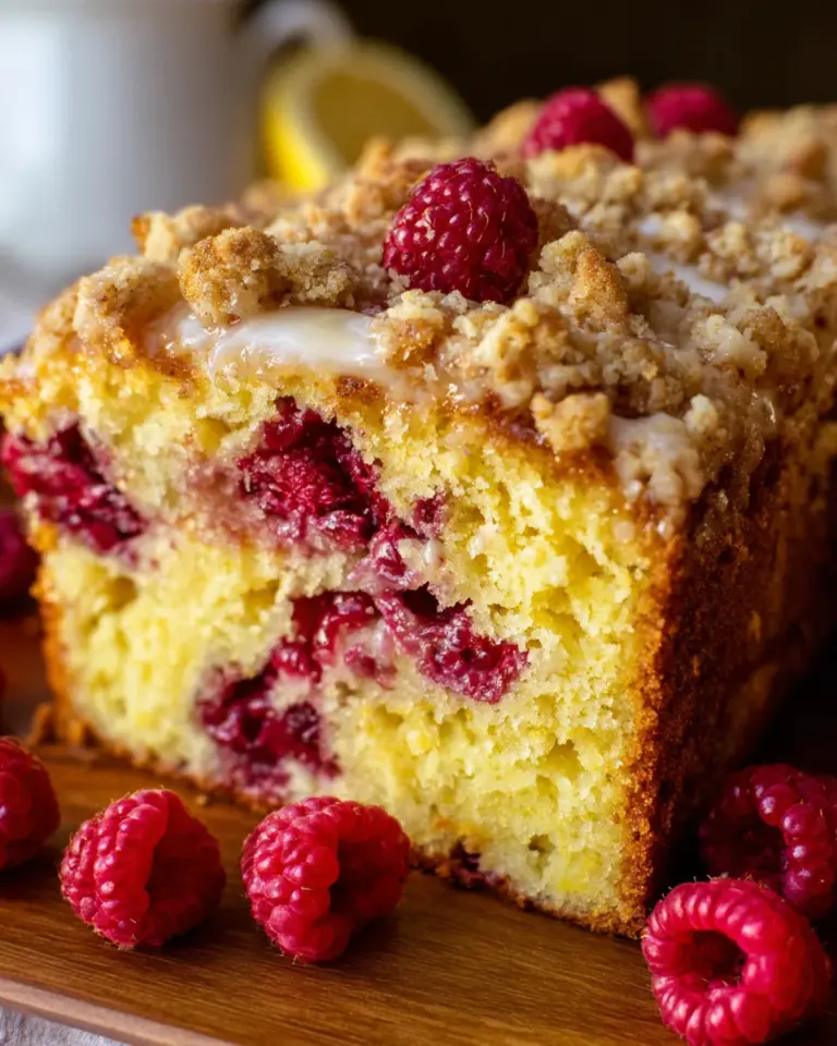 Easy Lemon Raspberry Cake with Crumb Topping
