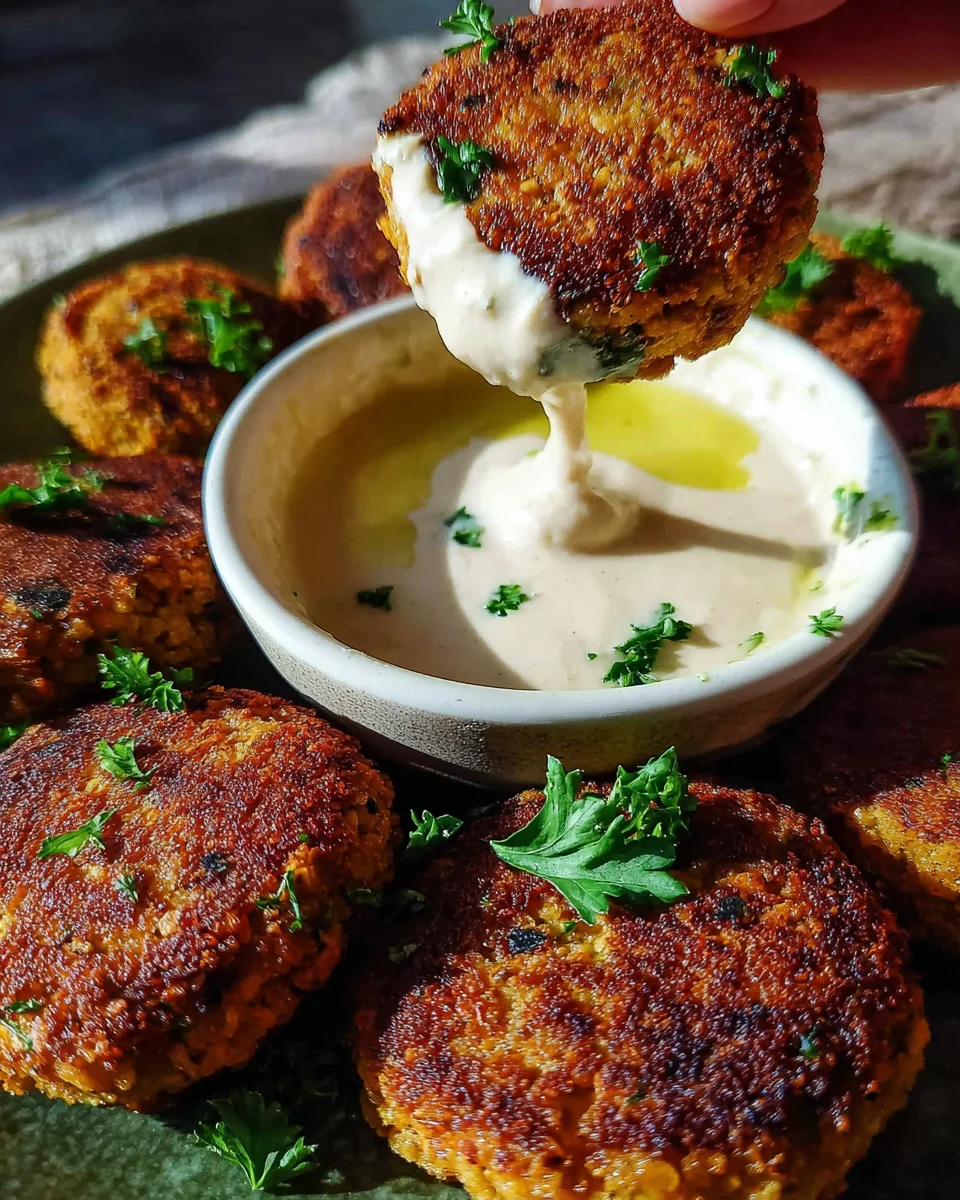Easy Lentil Patties (with Lemon Tahini Dip) Easy