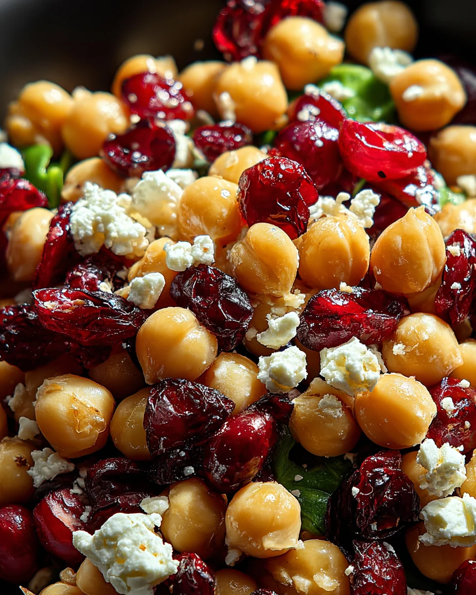 Feta & Cranberry Chickpeas with Lemon Vinaigrette Feta