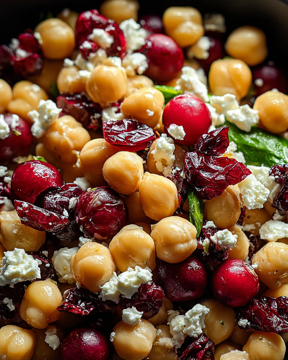Feta & Cranberry Chickpeas with Lemon Vinaigrette Feta