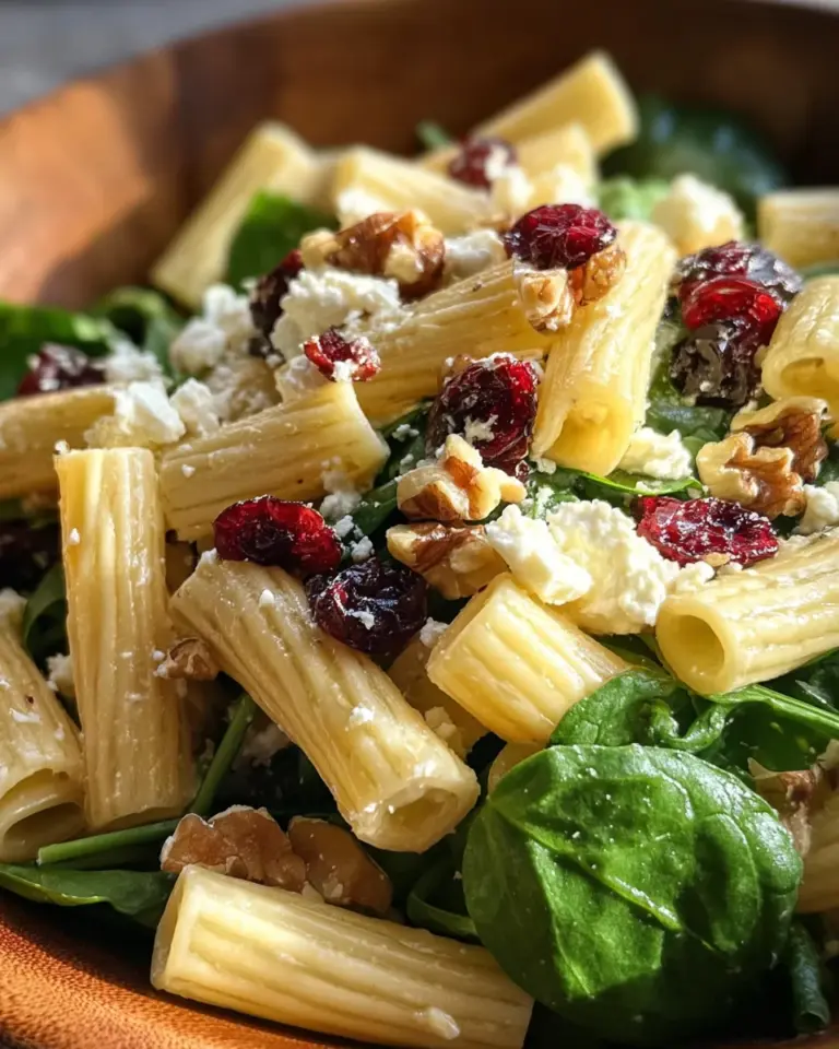 Feta & Cranberry Rigatoni Salad with Lemon Vinaigrette