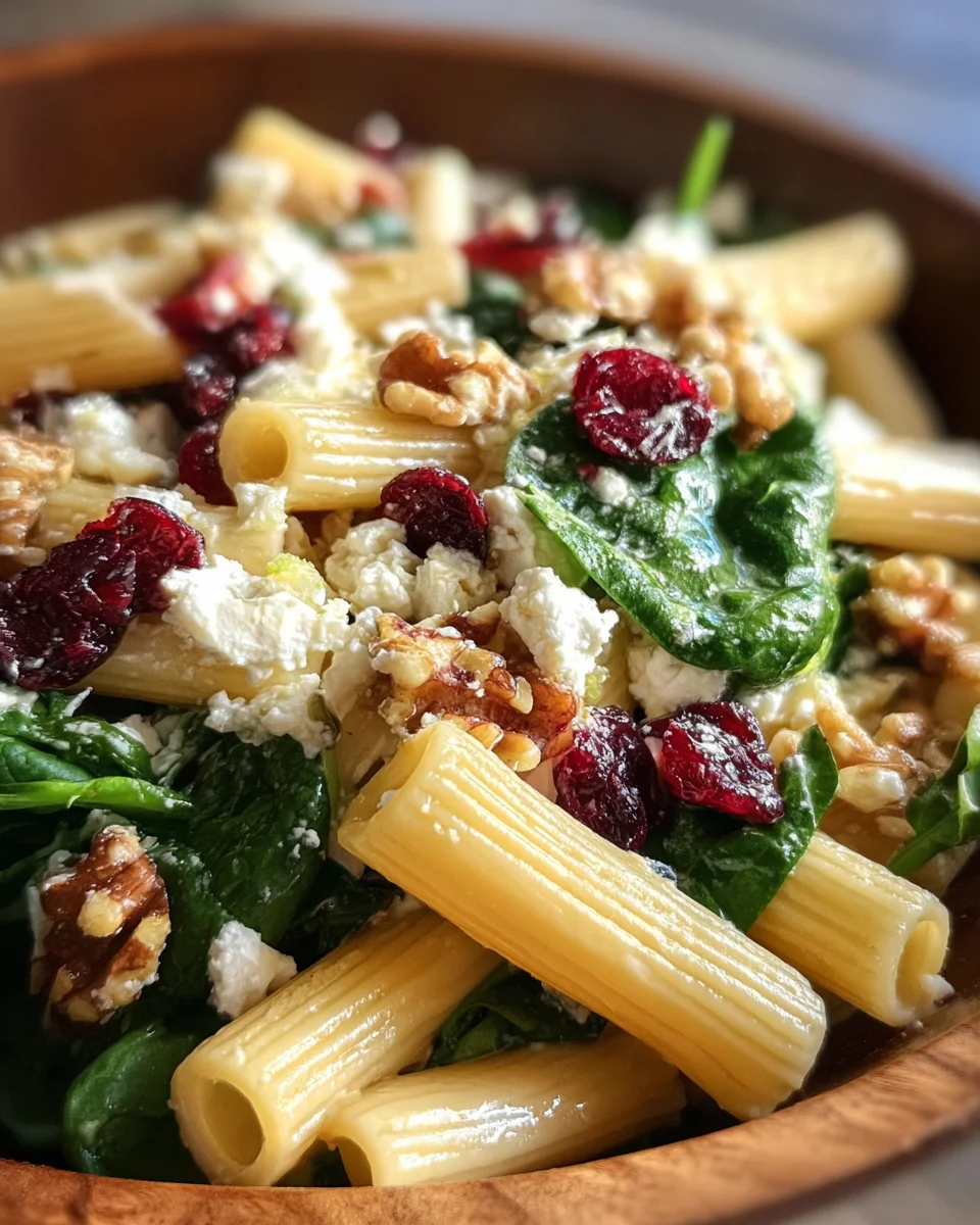 Feta & Cranberry Rigatoni Salad with Lemon Vinaigrette Feta