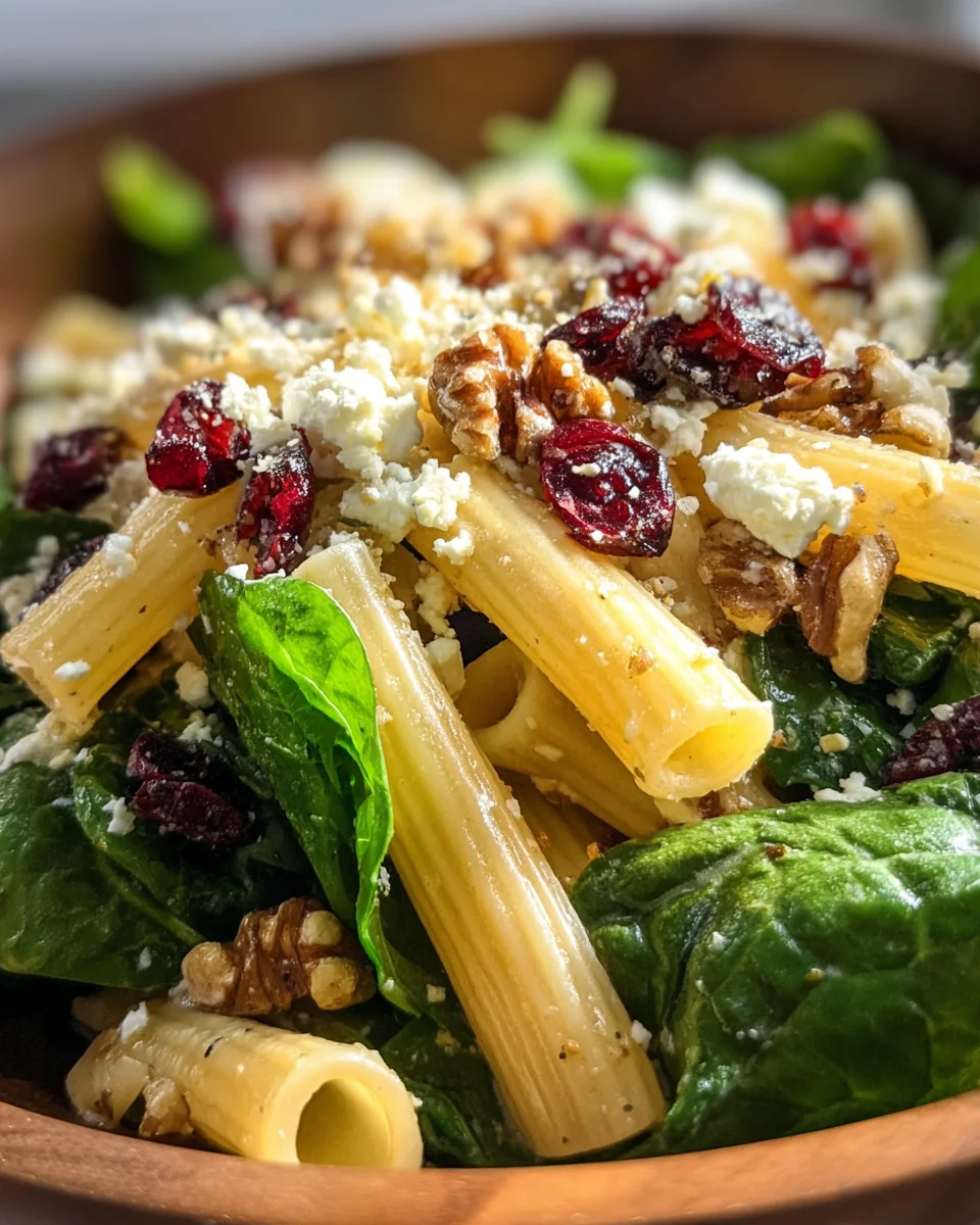 Feta & Cranberry Rigatoni Salad with Lemon Vinaigrette Feta