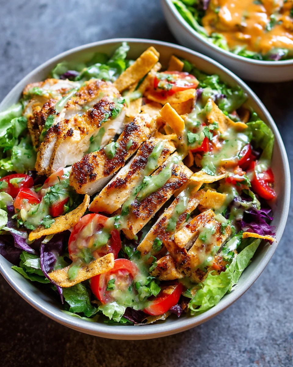 Fiesta Ranch Salad with Salsa Verde Chicken Fiesta