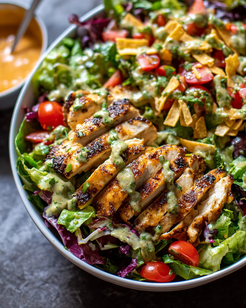 Fiesta Ranch Salad with Salsa Verde Chicken Fiesta