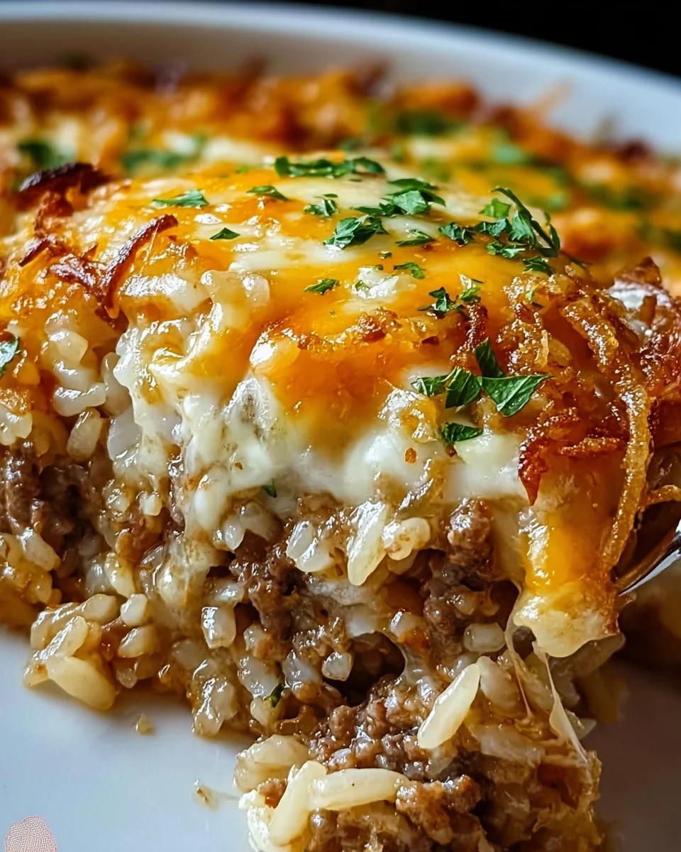French Onion Ground Beef and Rice Casserole French Onion Ground Beef and Rice Casserole