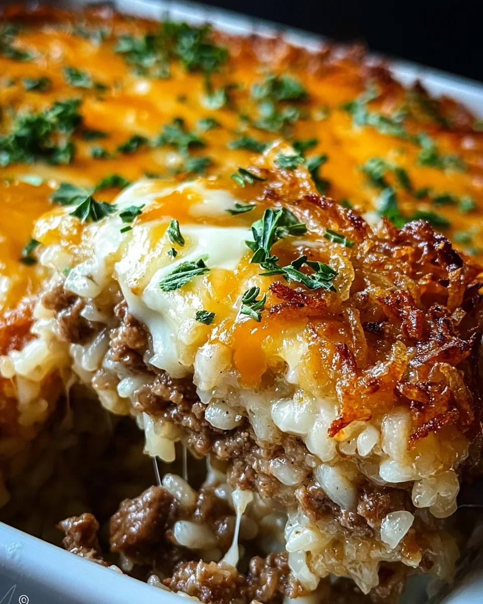 French Onion Ground Beef and Rice Casserole French