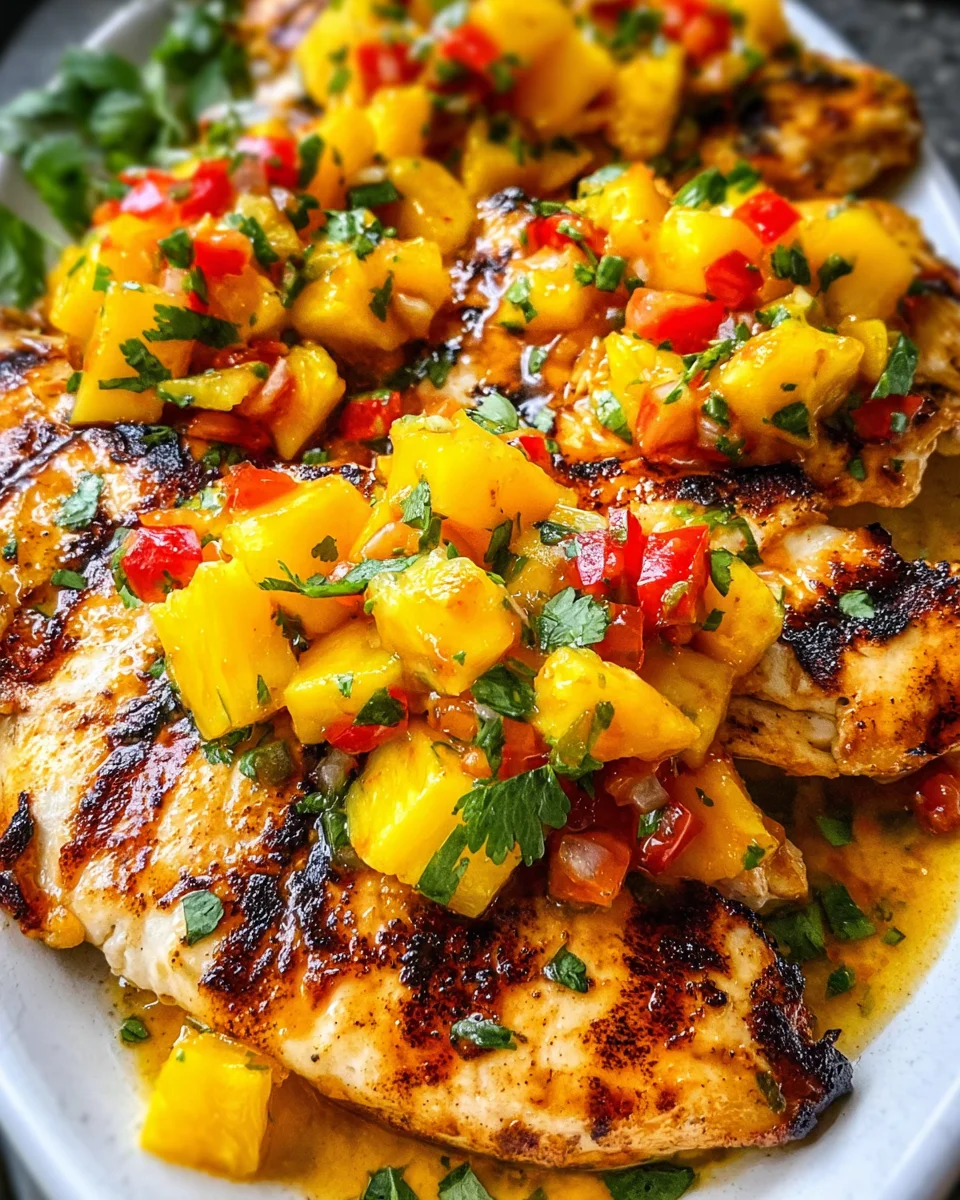Grilled Mango Pineapple Chicken Grilled