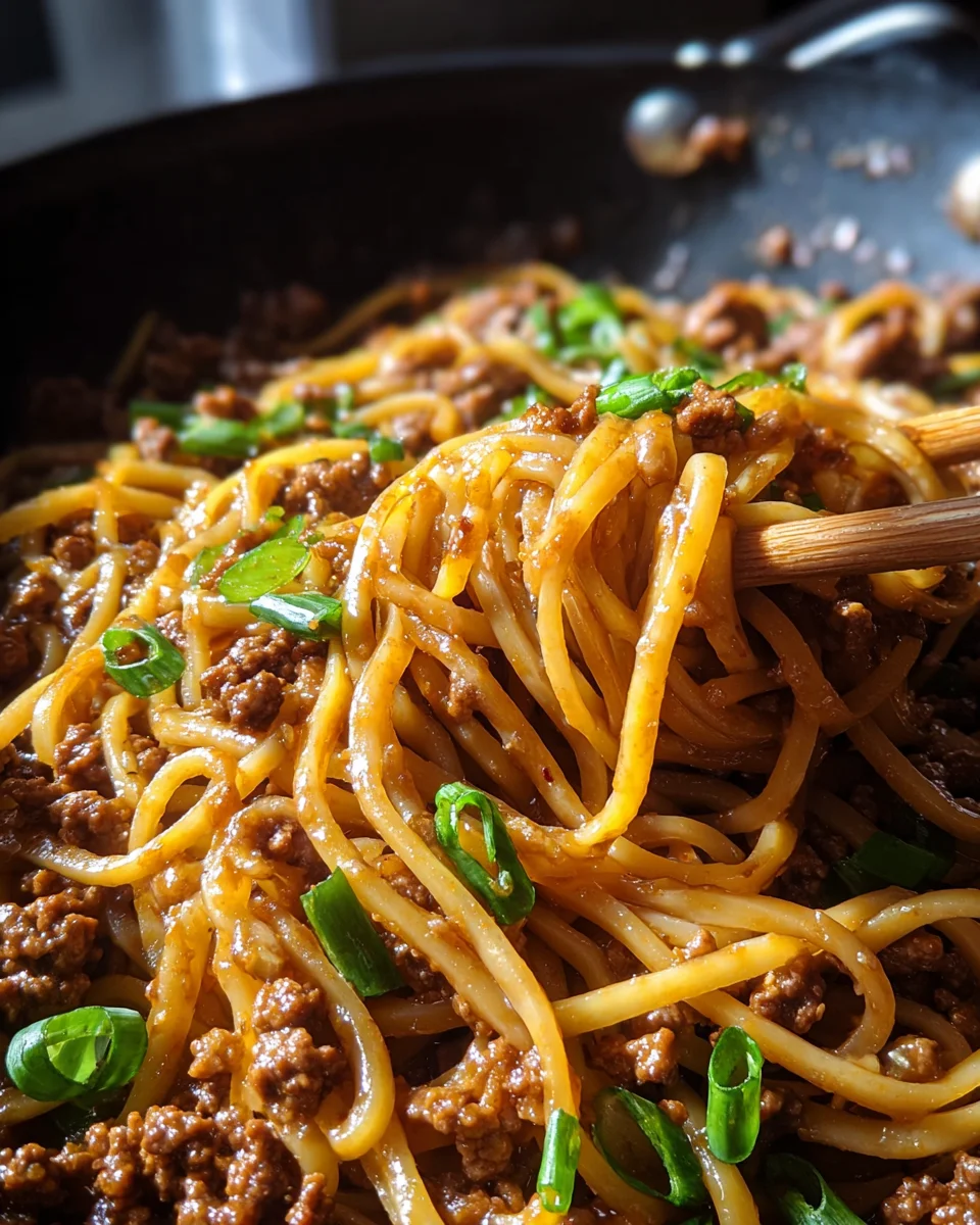 Ground Beef Mongolian Noodles Ground