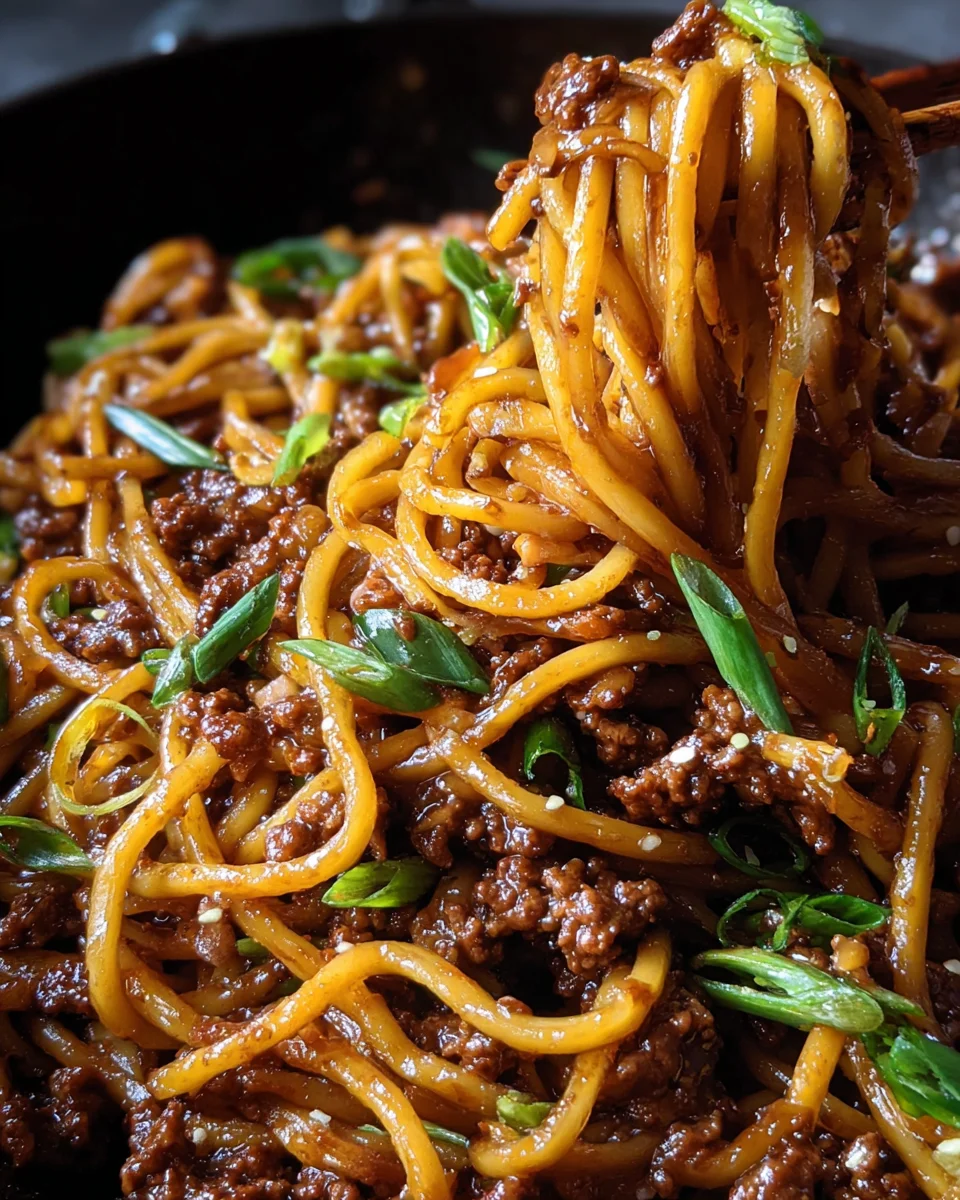 Ground Beef Mongolian Noodles Ground