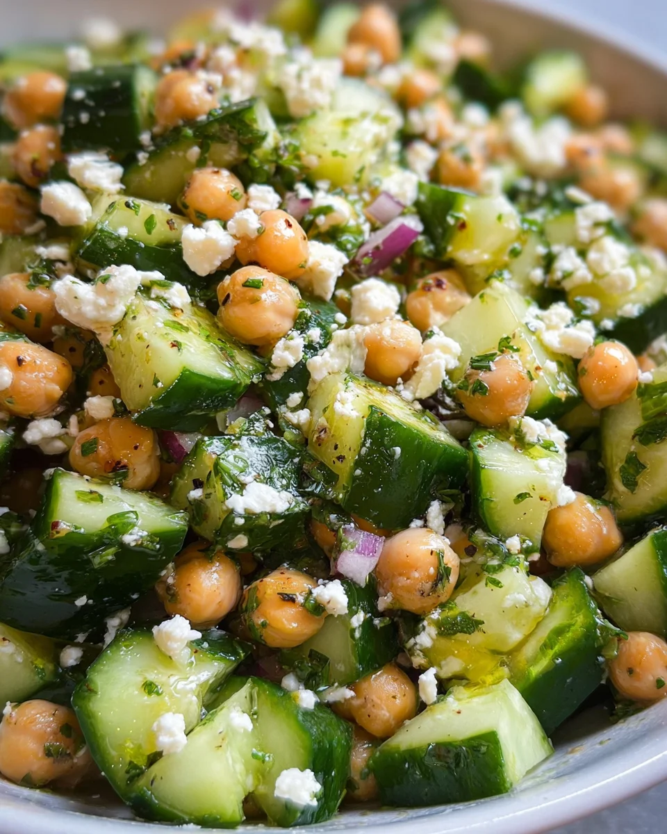 Herby Cucumber Salad with Feta and Chickpeas