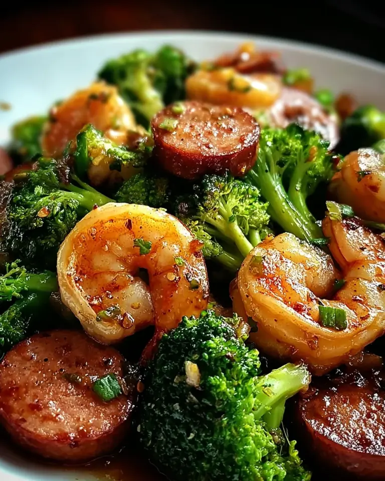 Honey Garlic Shrimp, Sausage, and Broccoli