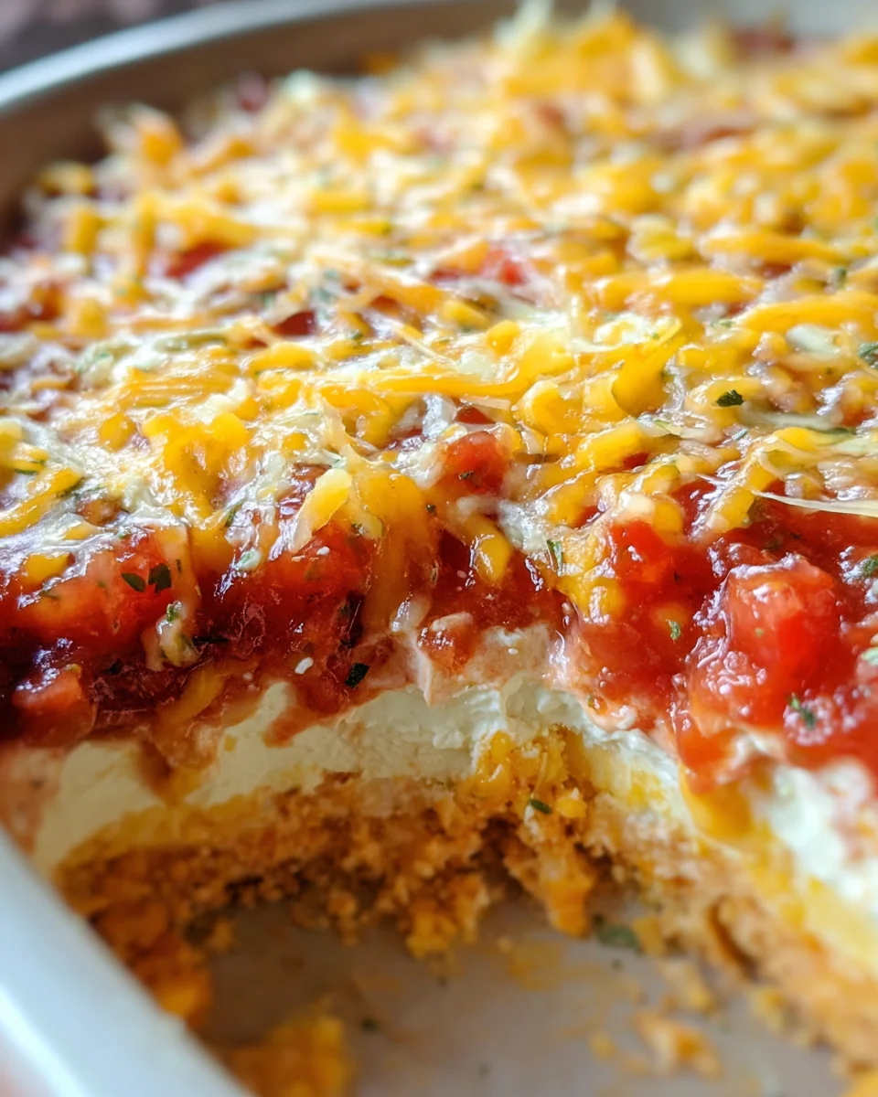 Layered Cream Cheese and Salsa Dip Layered