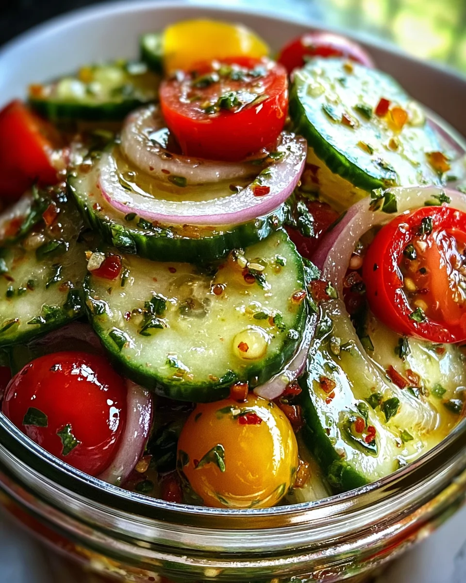Marinated Cucumbers, Onions, and Tomatoes