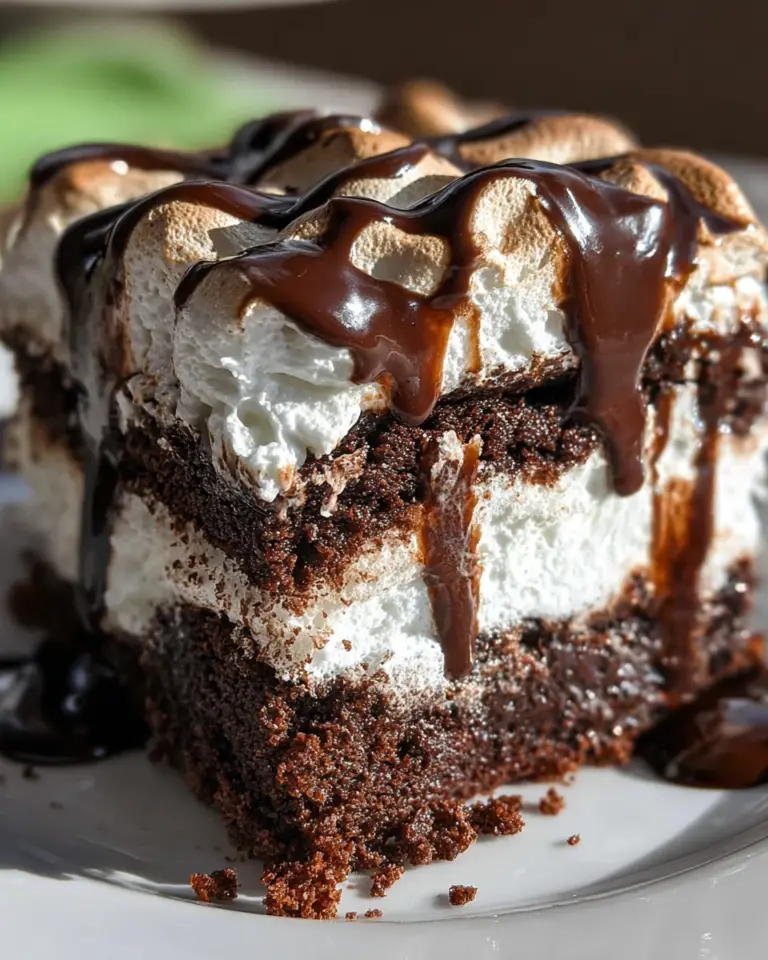 Marshmallow Chocolate Poke Cake