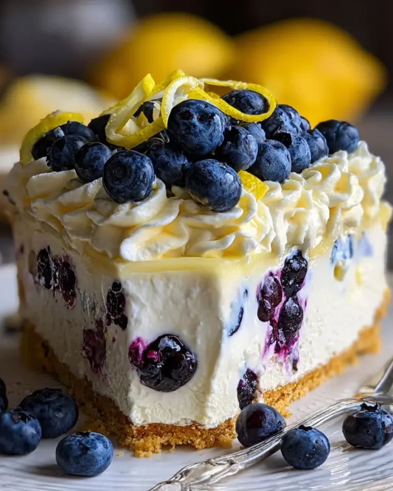 No-Bake Lemon dazzling Blueberry cream Cake