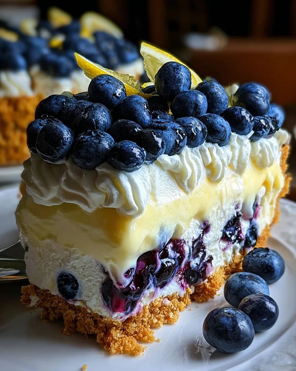 No-Bake Lemon dazzling Blueberry cream Cake No-Bake