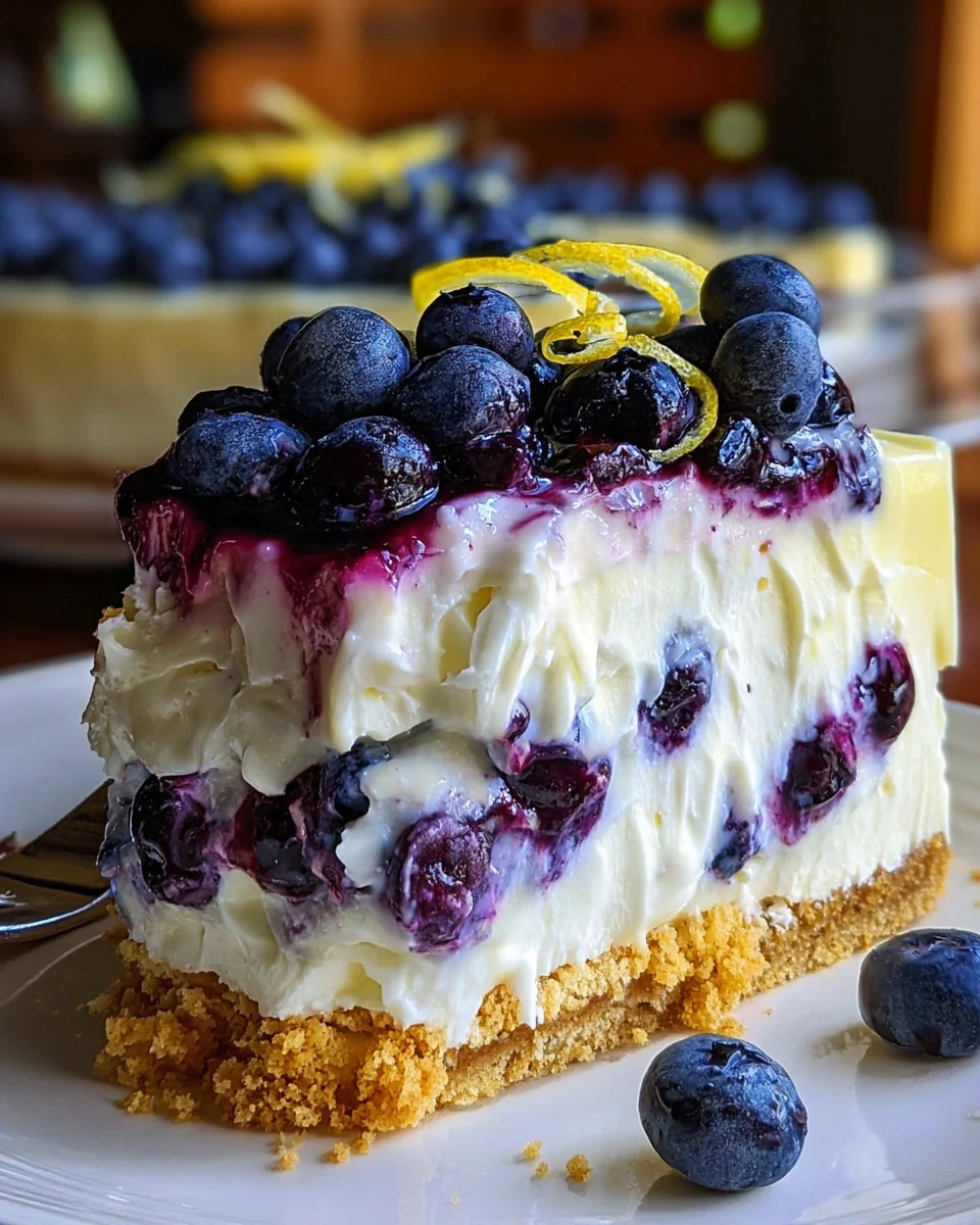 No-Bake Lemon dazzling Blueberry cream Cake No-Bake