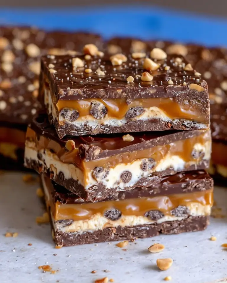 No Bake Crispy Snickers Bars