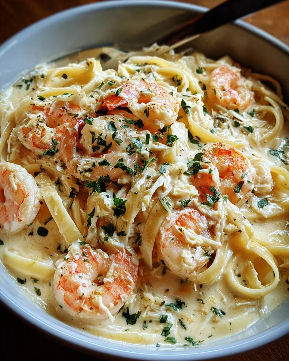 One Pot Shrimp and Crab Alfredo One Pot Shrimp and Crab Alfredo