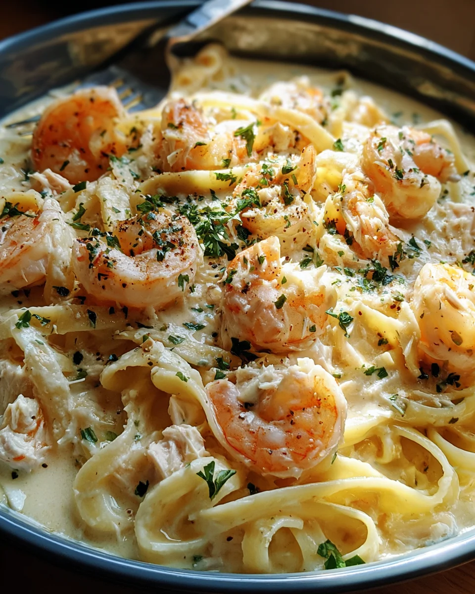 One Pot Shrimp and Crab Alfredo One