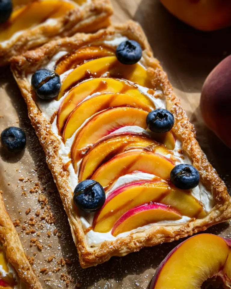Peaches and Cream Puff Pastry Tart