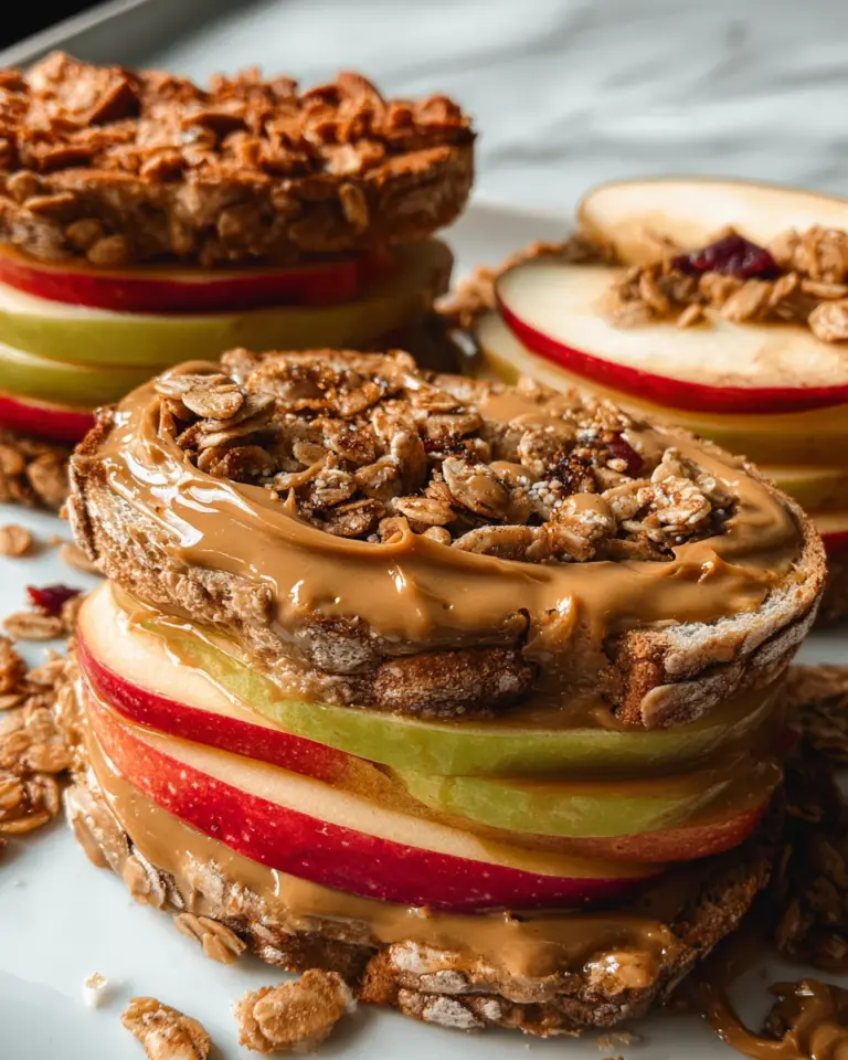 Peanut Butter Apple Sandwiches with Granola