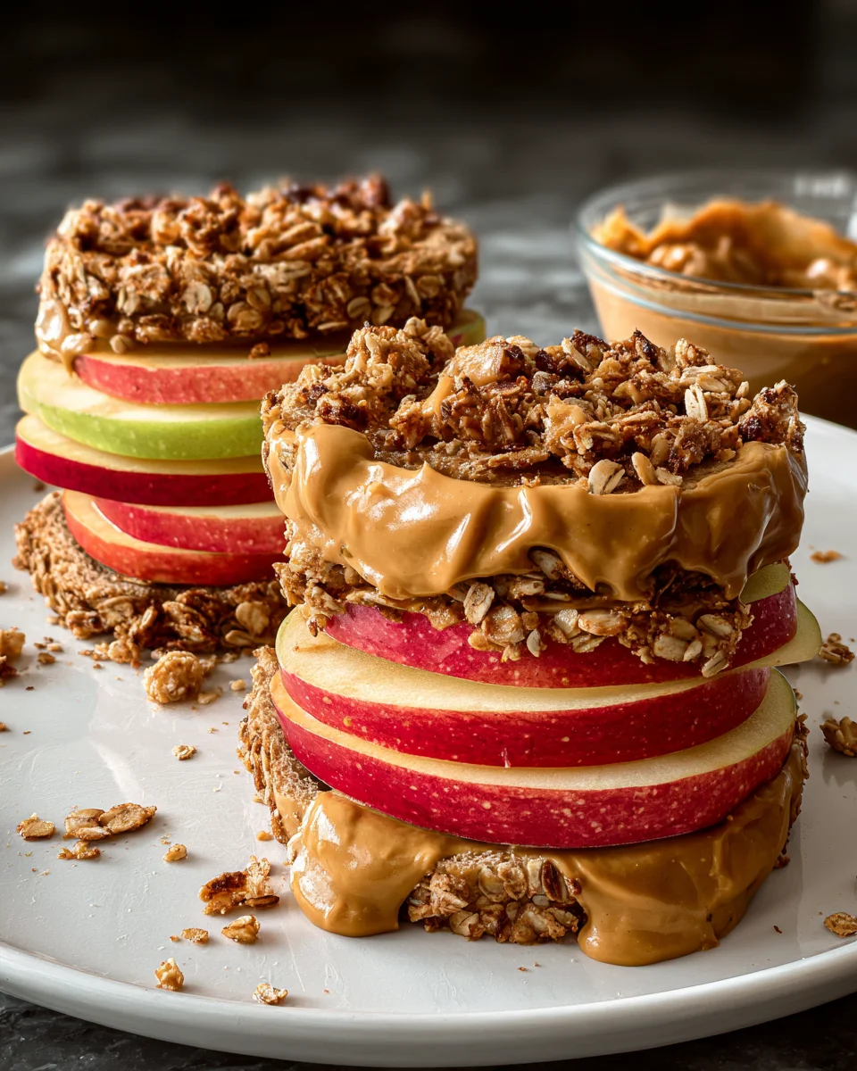 Peanut Butter Apple Sandwiches with Granola Peanut