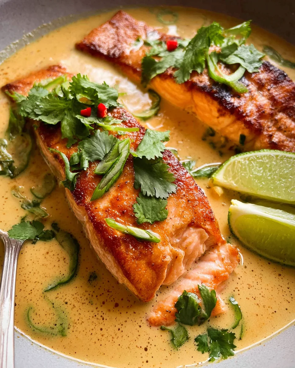 Poached Salmon in Coconut Lime Sauce Poached
