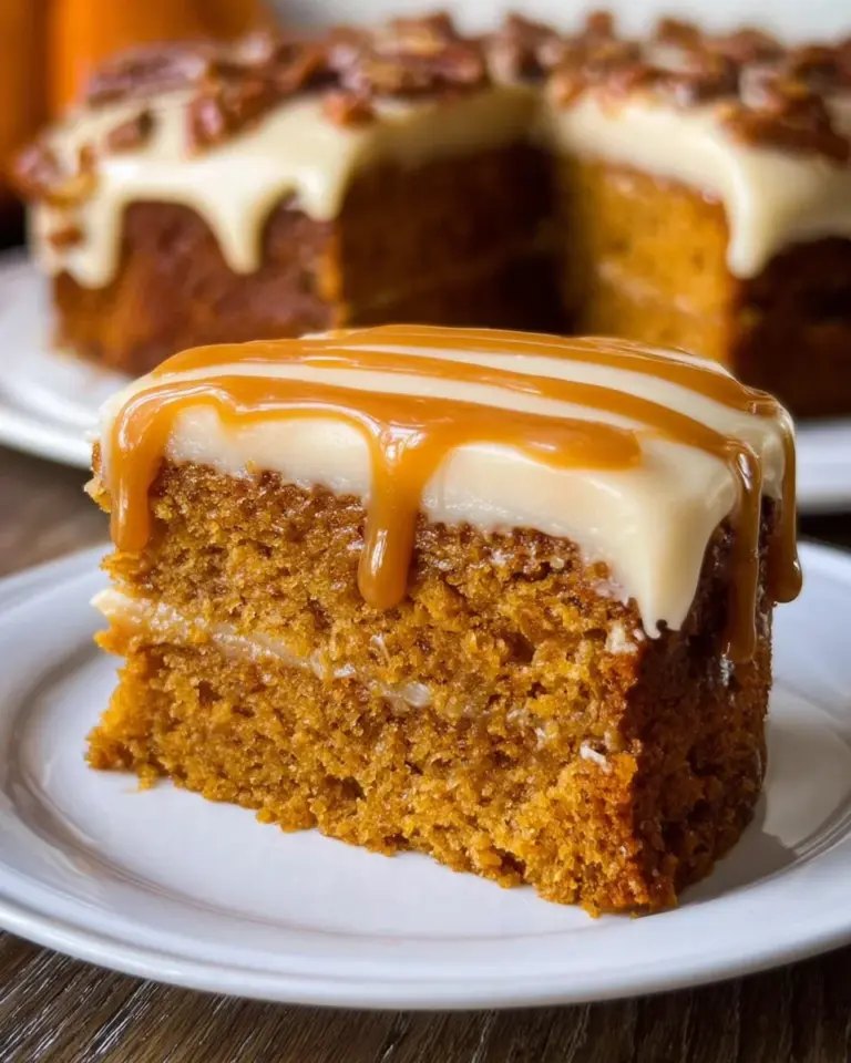 Pumpkin Cake with Caramel Cream Cheese Frosting