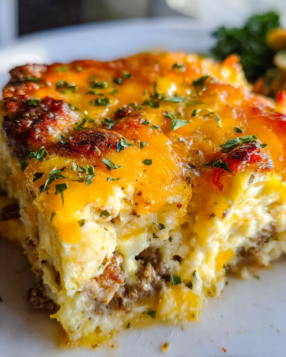 Savory Breakfast Sausage and Cheese Casserole Recipe Savory