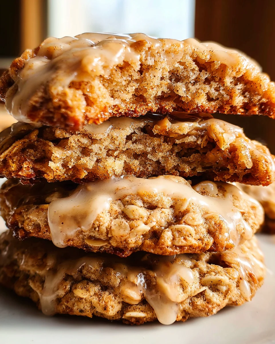 Seriously Thick & Chewy Chai Oatmeal Cookies with Maple Glaze Seriously