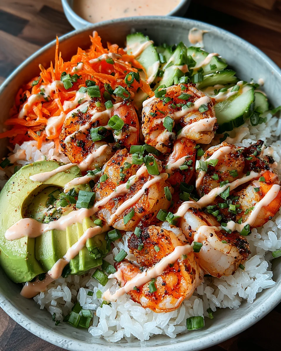 Shrimp Rice Bowls with Spicy Mayo Shrimp