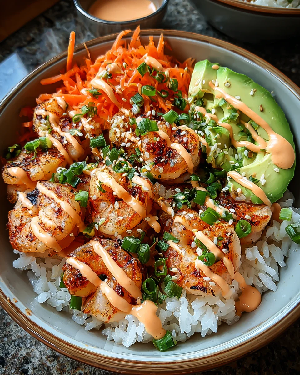 Shrimp Rice Bowls with Spicy Mayo Shrimp