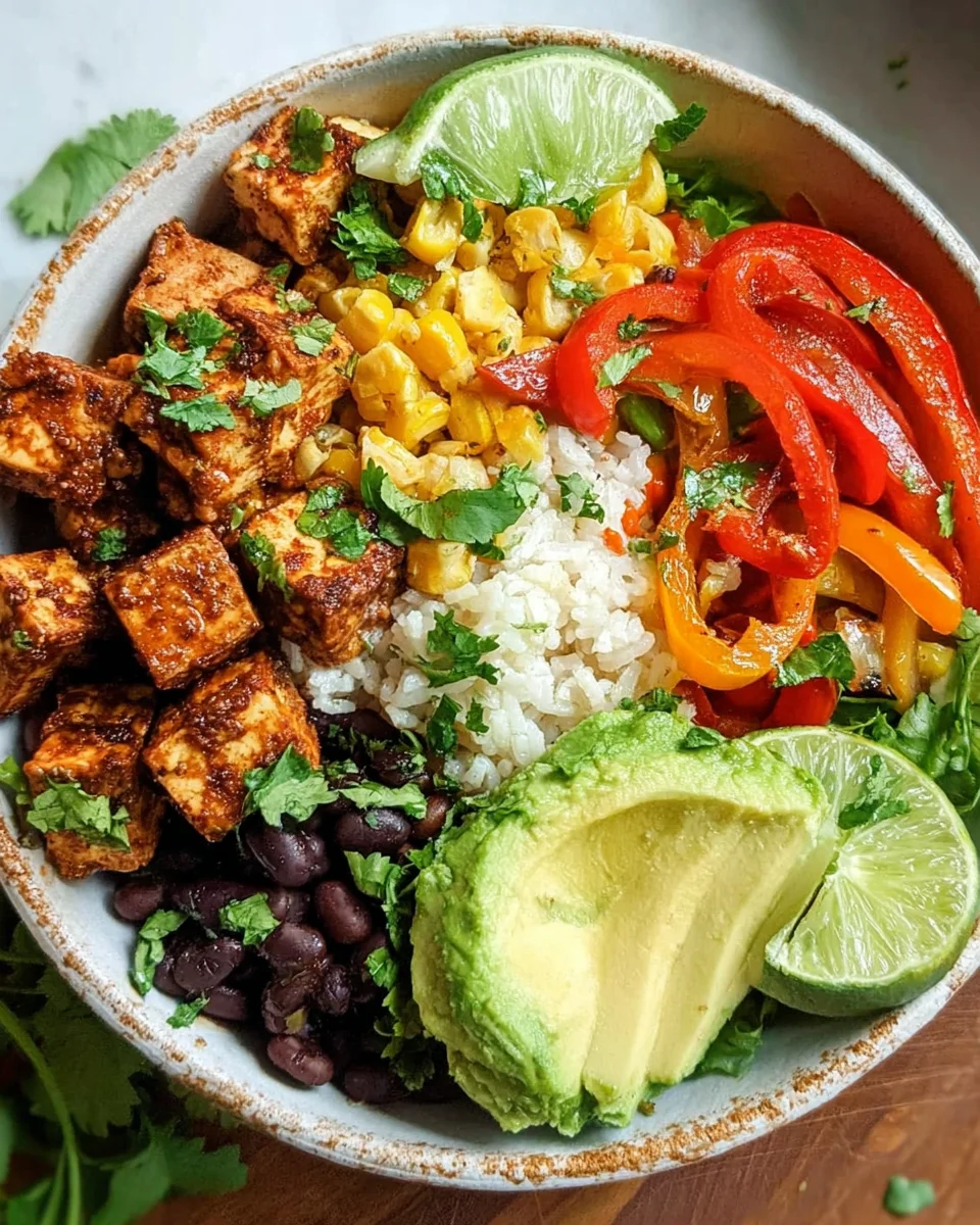 Spicy Baked Tofu Burrito Bowl Spicy