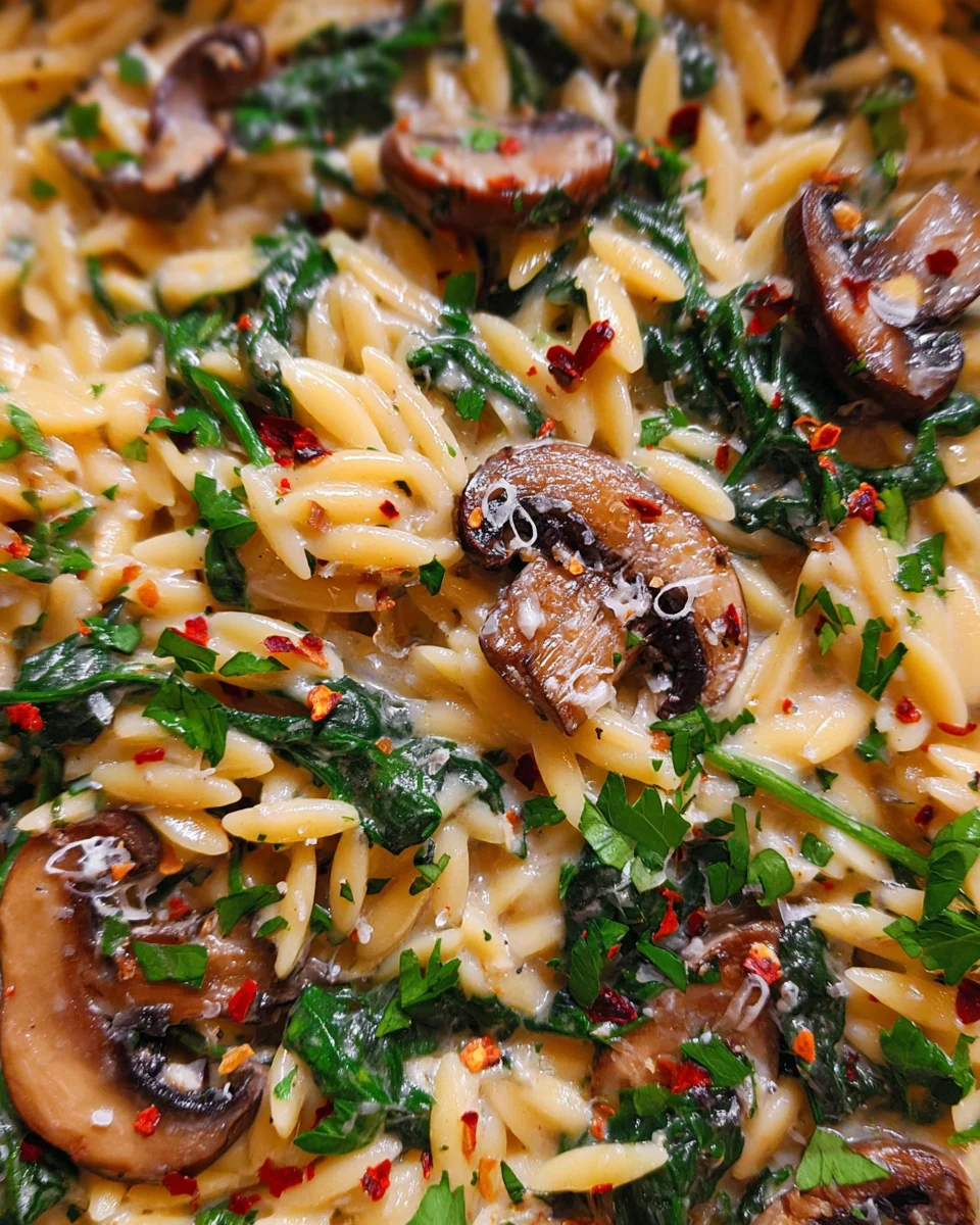 Spinach Mushroom Orzo Spinach