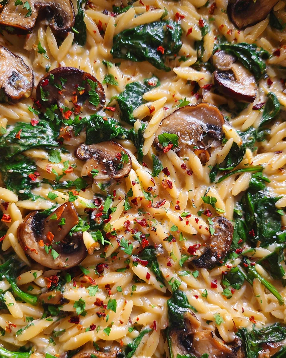 Spinach Mushroom Orzo Spinach