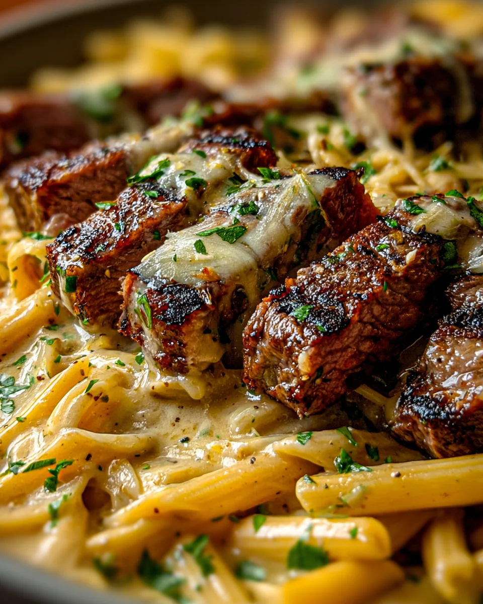 Steak and Creamy Garlic Parmesan Pasta Steak