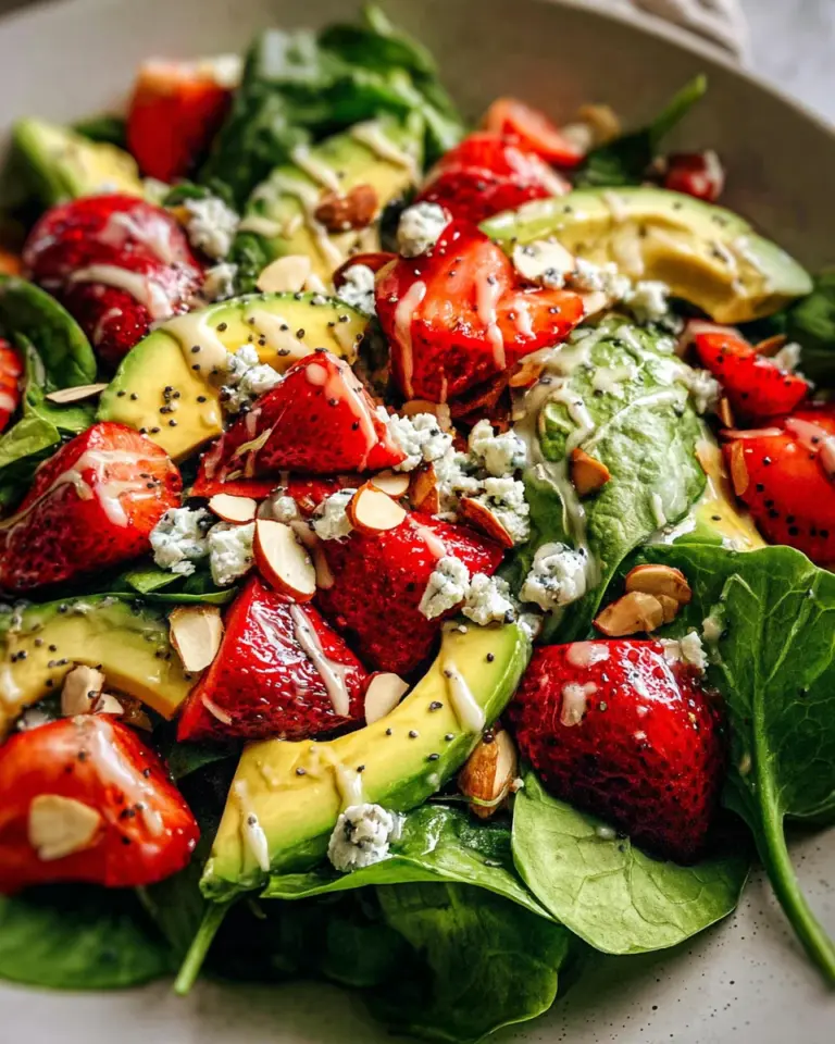 Strawberry Avocado Spinach Salad with Poppyseed Dressing