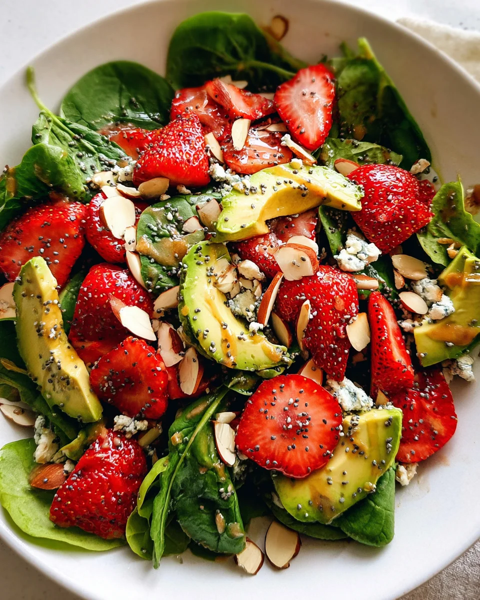 Strawberry Avocado Spinach Salad with Poppyseed Dressing Strawberry