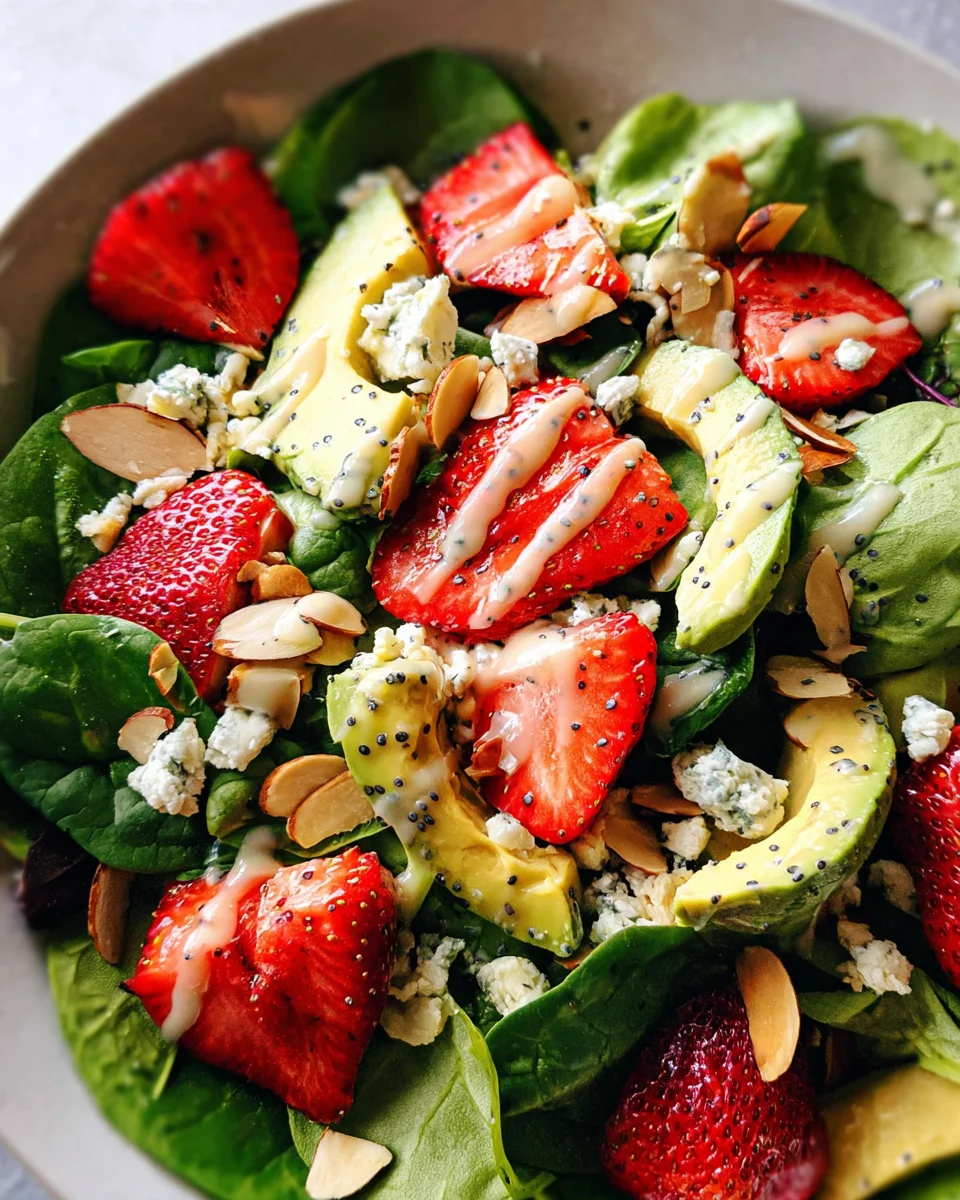 Strawberry Avocado Spinach Salad with Poppyseed Dressing Strawberry