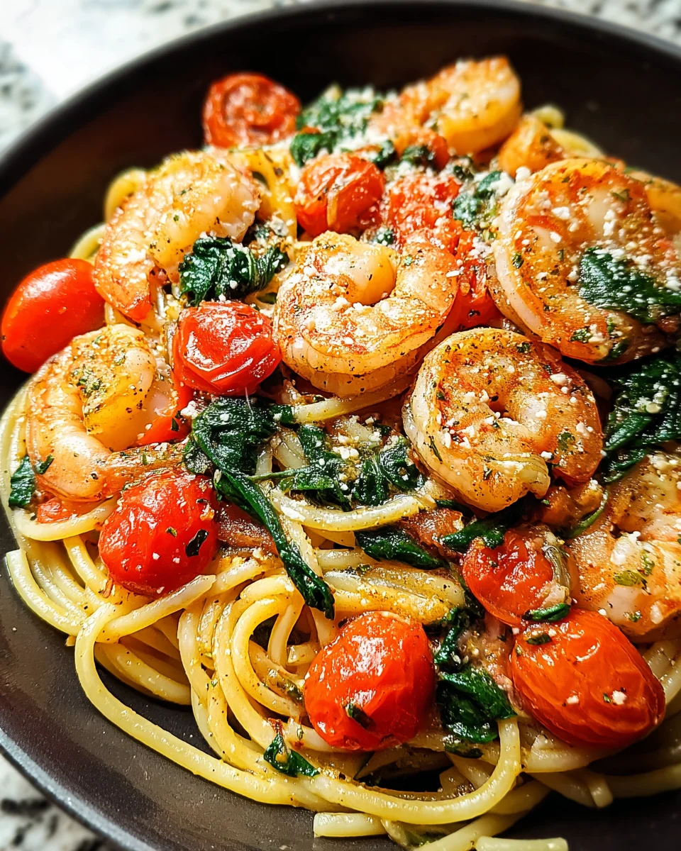 Tomato Spinach Shrimp Pasta Tomato