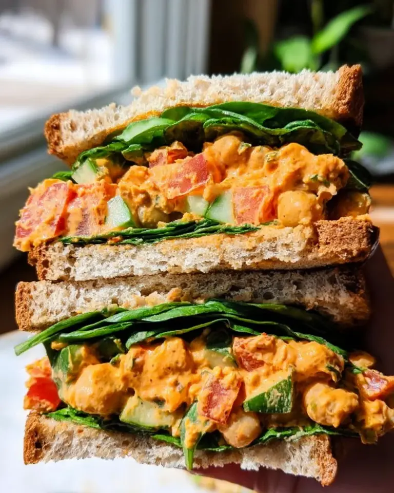 Vegan Buffalo Chickpea Salad Sandwich