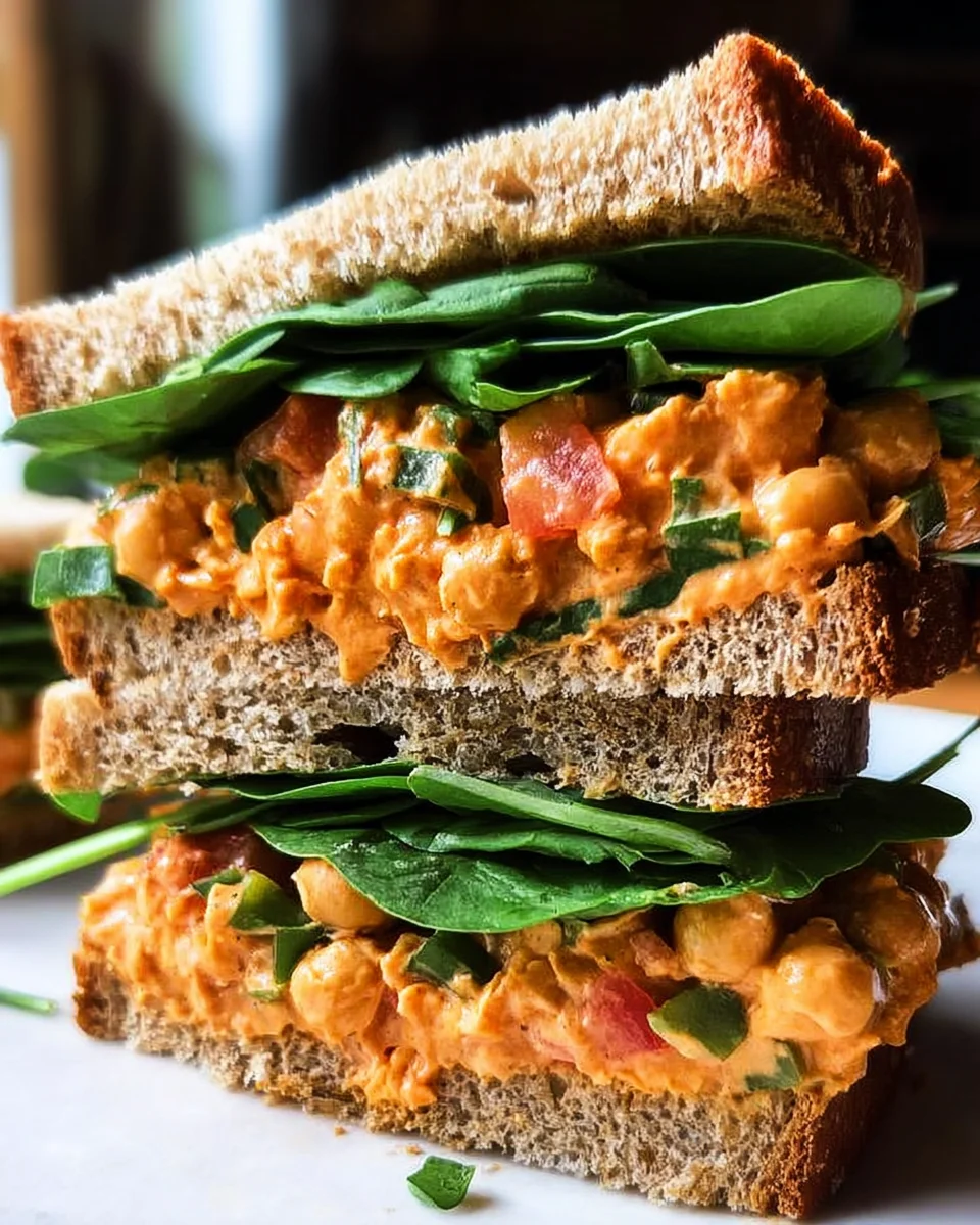 Vegan Buffalo Chickpea Salad Sandwich Vegan