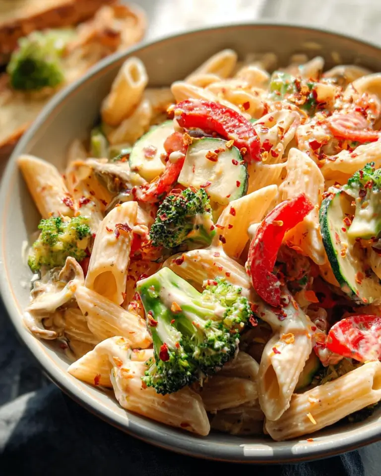 Vegan Pasta Primavera with Creamy Garlic Cashew Sauce